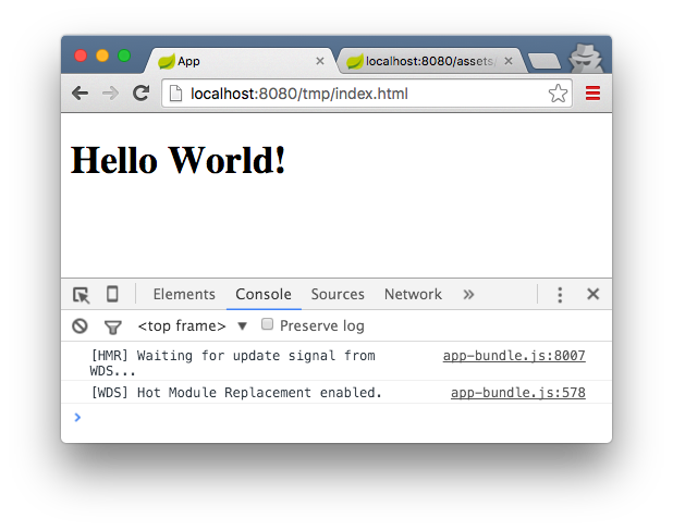 Hello World from webpack-dev-server