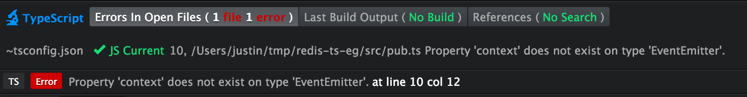Property 'context' does not exist on type 'EventEmitter'